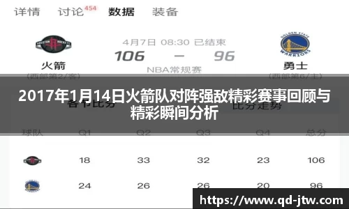 2017年1月14日火箭队对阵强敌精彩赛事回顾与精彩瞬间分析